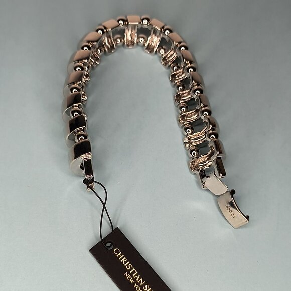 Christian Siriano Biker Bracelet Clasp Chunky Chain Link Silver Tone Met… - Picture 6 of 6